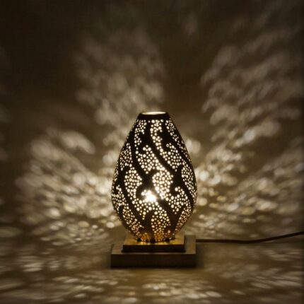 Vintage Moroccan lighting lamp shaped like a flower with intricate designs