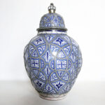 Oriental Vase MADE with blue and white hand-painted design