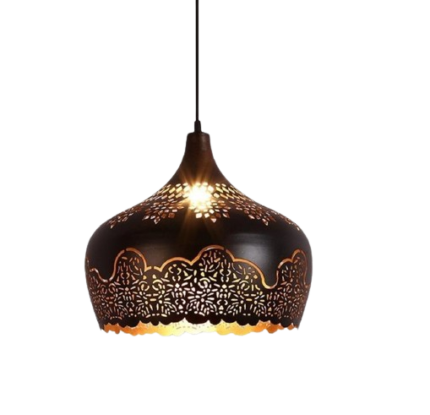 Decorative Moroccan style suspension on metal lamp, unique design.