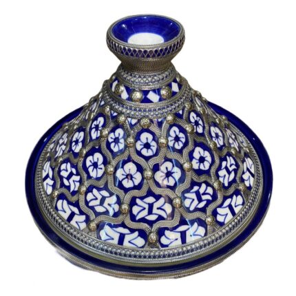 Handcrafted Moroccan Tajine from Fès, beautifully designed for serving and decoration.