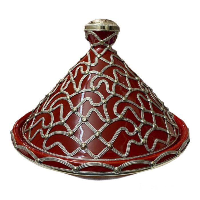 Handcrafted Moroccan ceramic tagine in vibrant colors