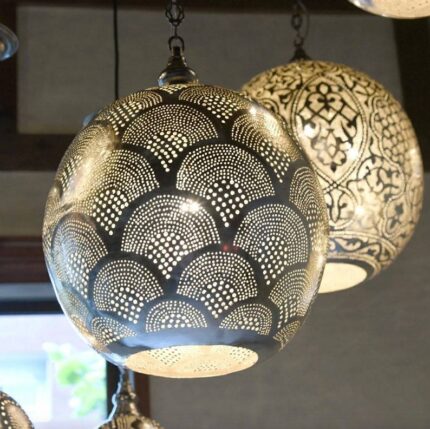 Elegant Moroccan pendant lamp in eye-cream style, perfect for enhancing home decor.