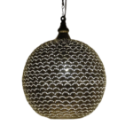 Handcrafted Moroccan modern suspension lamp in brass with captivating patterns.