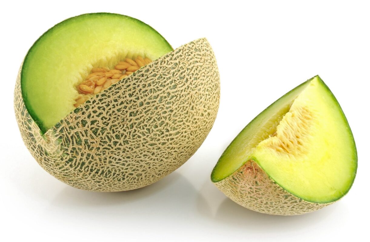 Fresh Moroccan green melons showcasing their vibrant color and juicy texture.