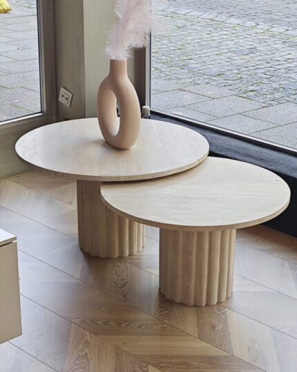 Travertin Couchtisch Set “Daisy”
